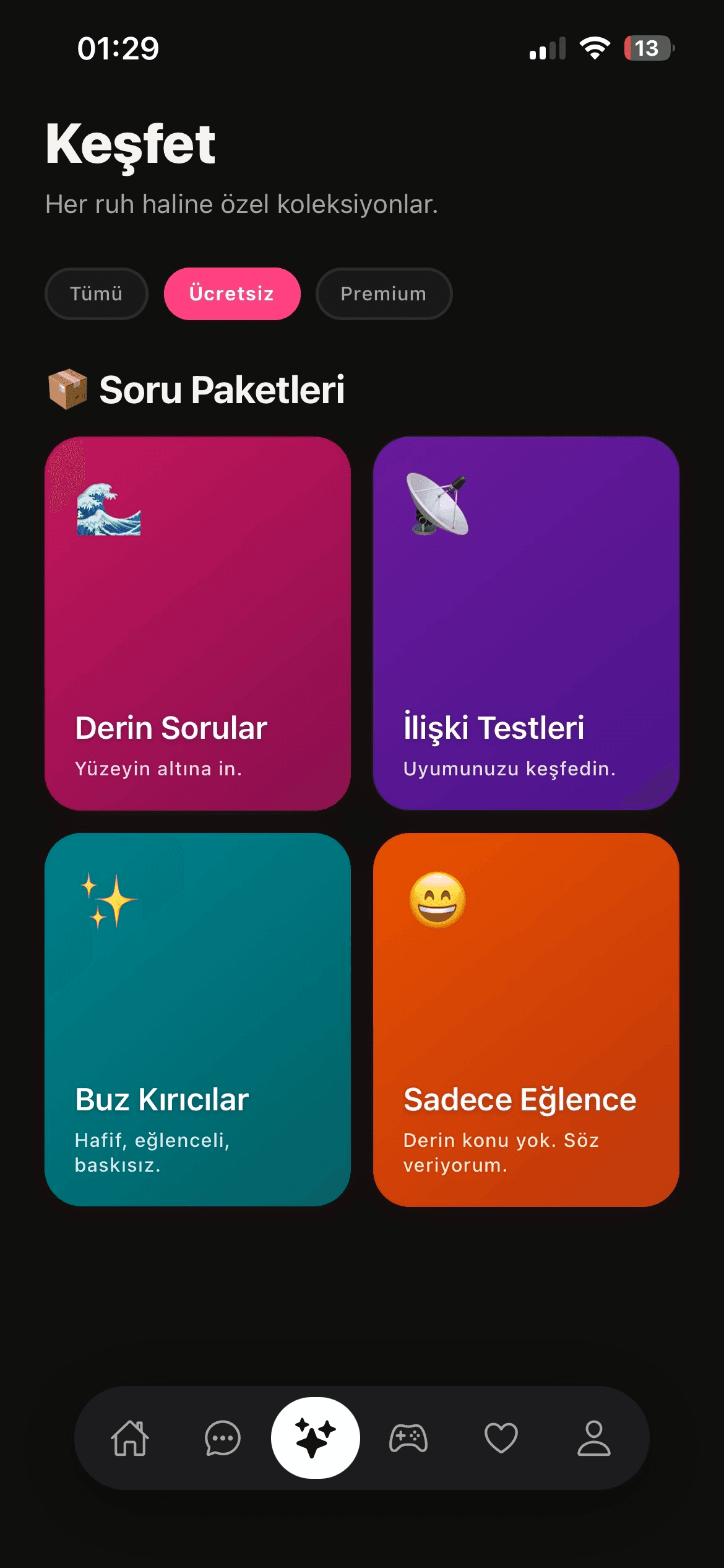 Claspy Keşfet ekranı
