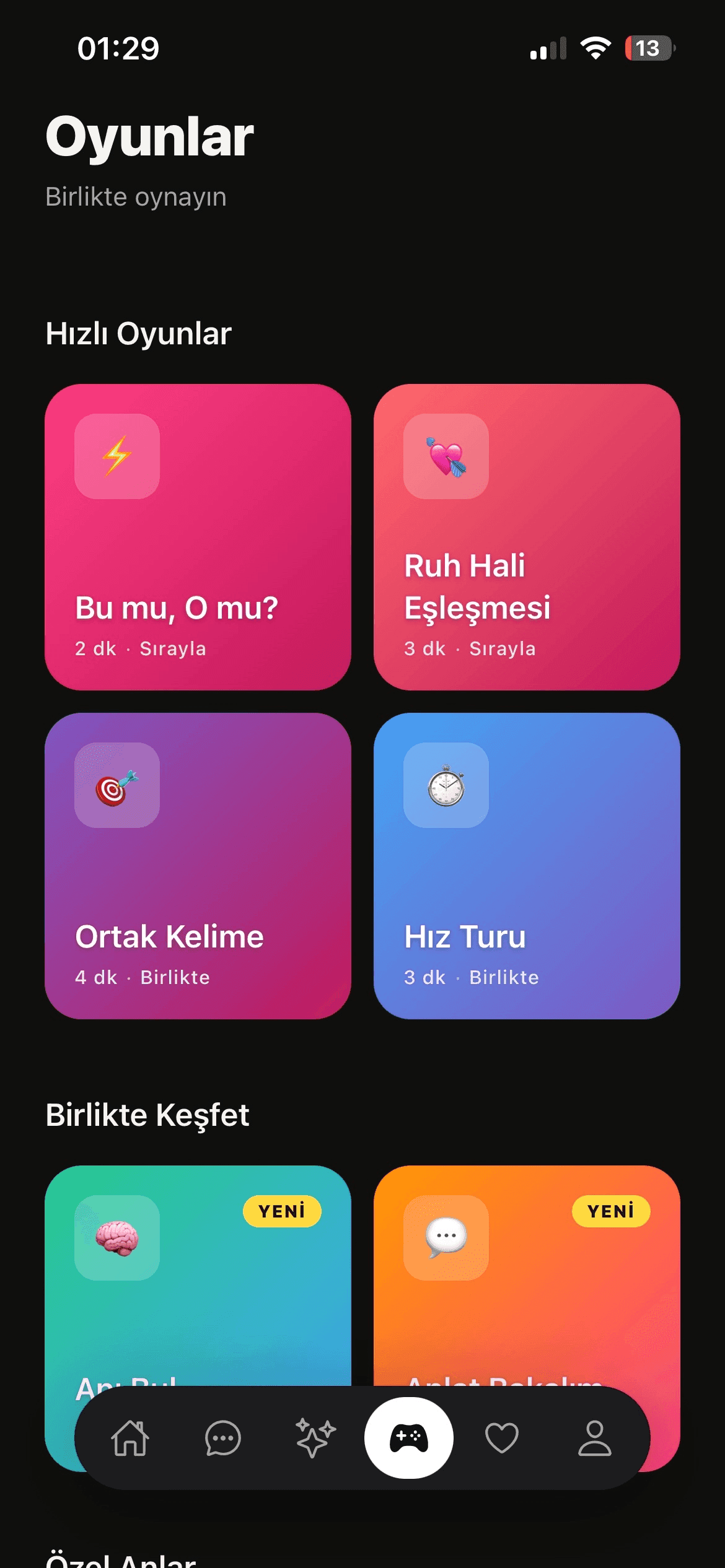 Claspy Oyunlar ekranı