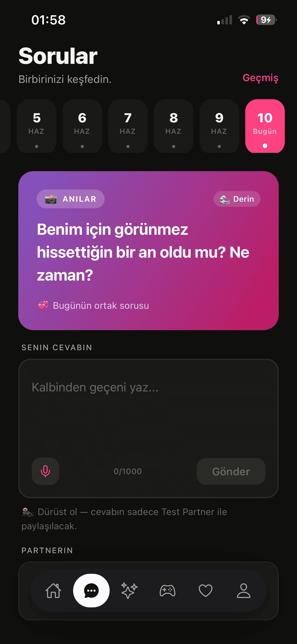 Claspy Sorular ekranı