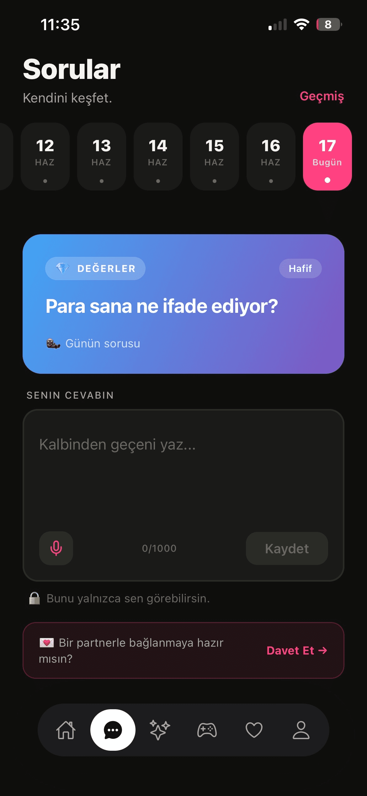 Claspy tek başına keşfet ekranı